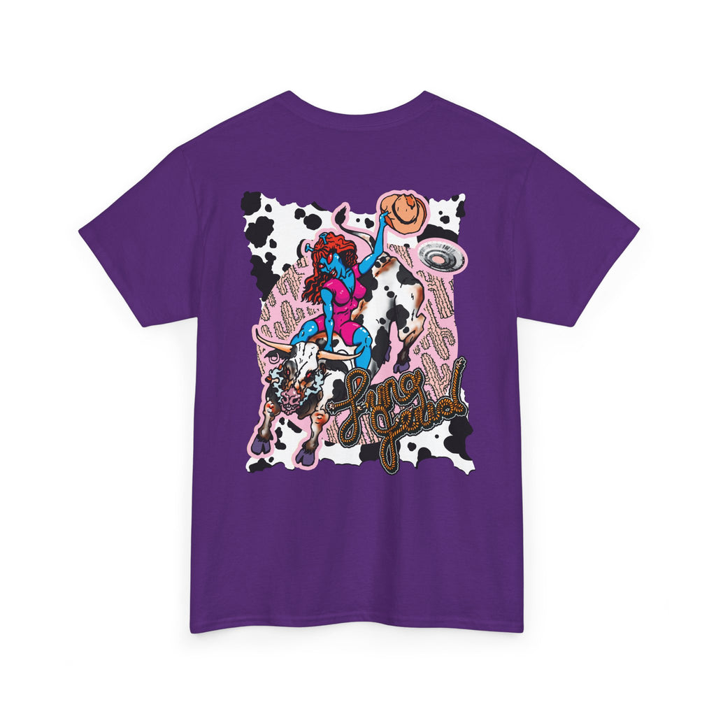 'Cryptid Cowgirl' (Alternate Pink)  Graphic Tee — Retro Rodeo Alien Shirt
