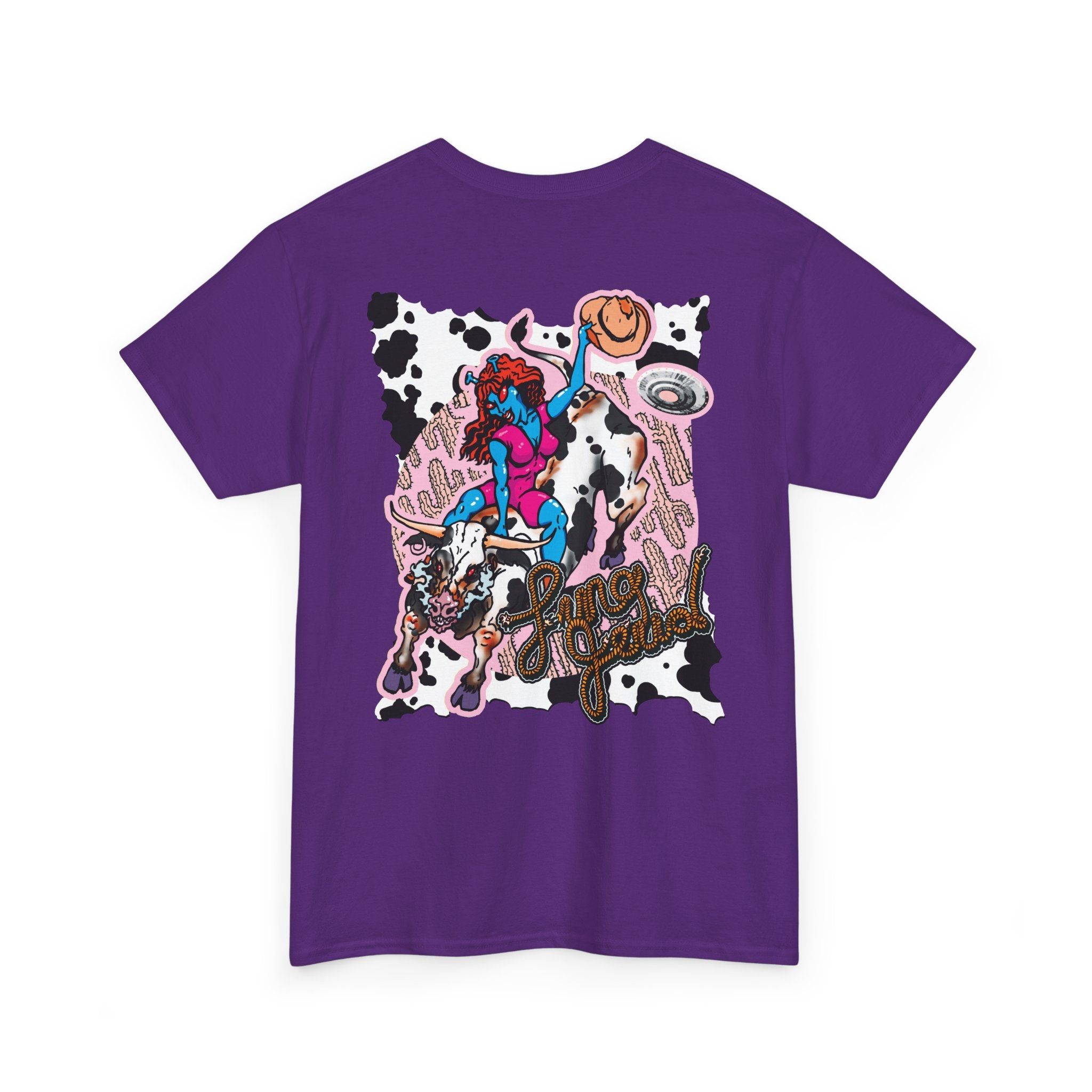 'Cryptid Cowgirl' (Alternate Pink)  Graphic Tee — Retro Rodeo Alien Shirt