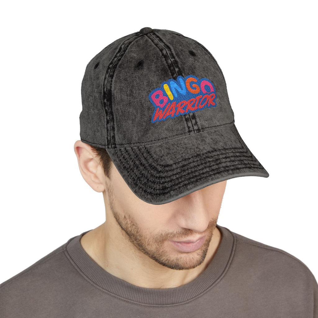BINGO WARRIOR- Embroidered stonewashed vintage baseball cap