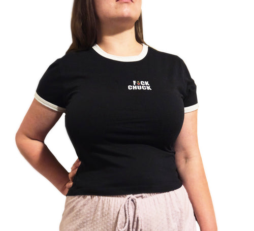 'F*CK CHUCK'  Women's Cropped Ringer Tee