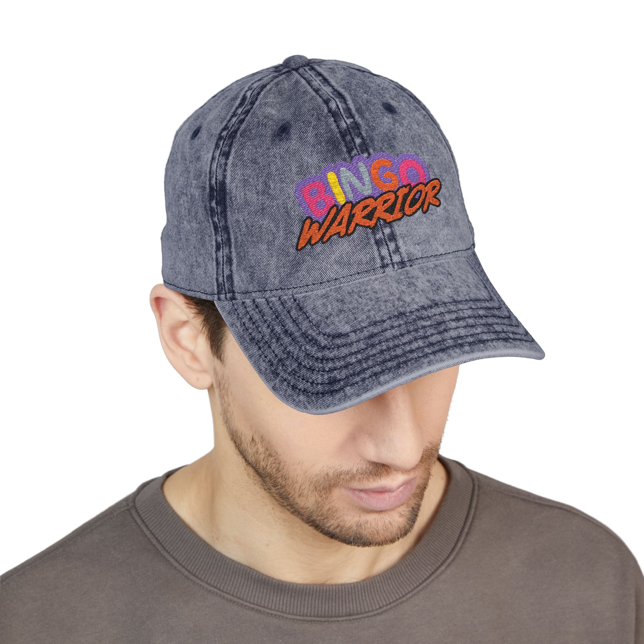 BINGO WARRIOR- Embroidered stonewashed vintage baseball cap