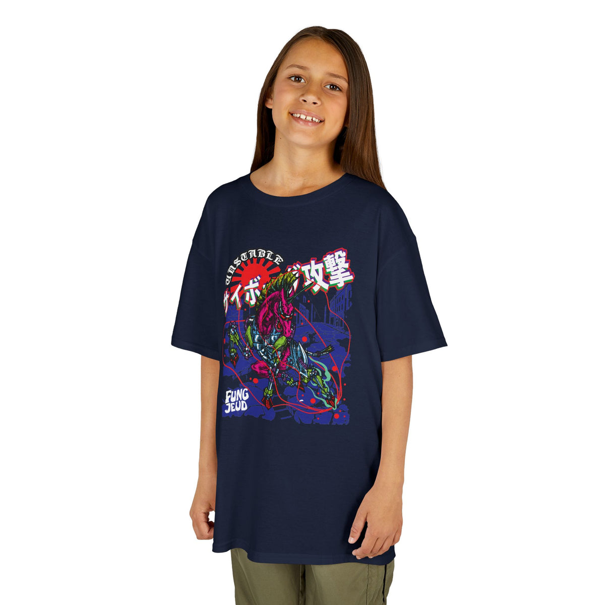 Kids Tee — Neon Cyber Unicorn Graphic Tee (サイバー攻撃)