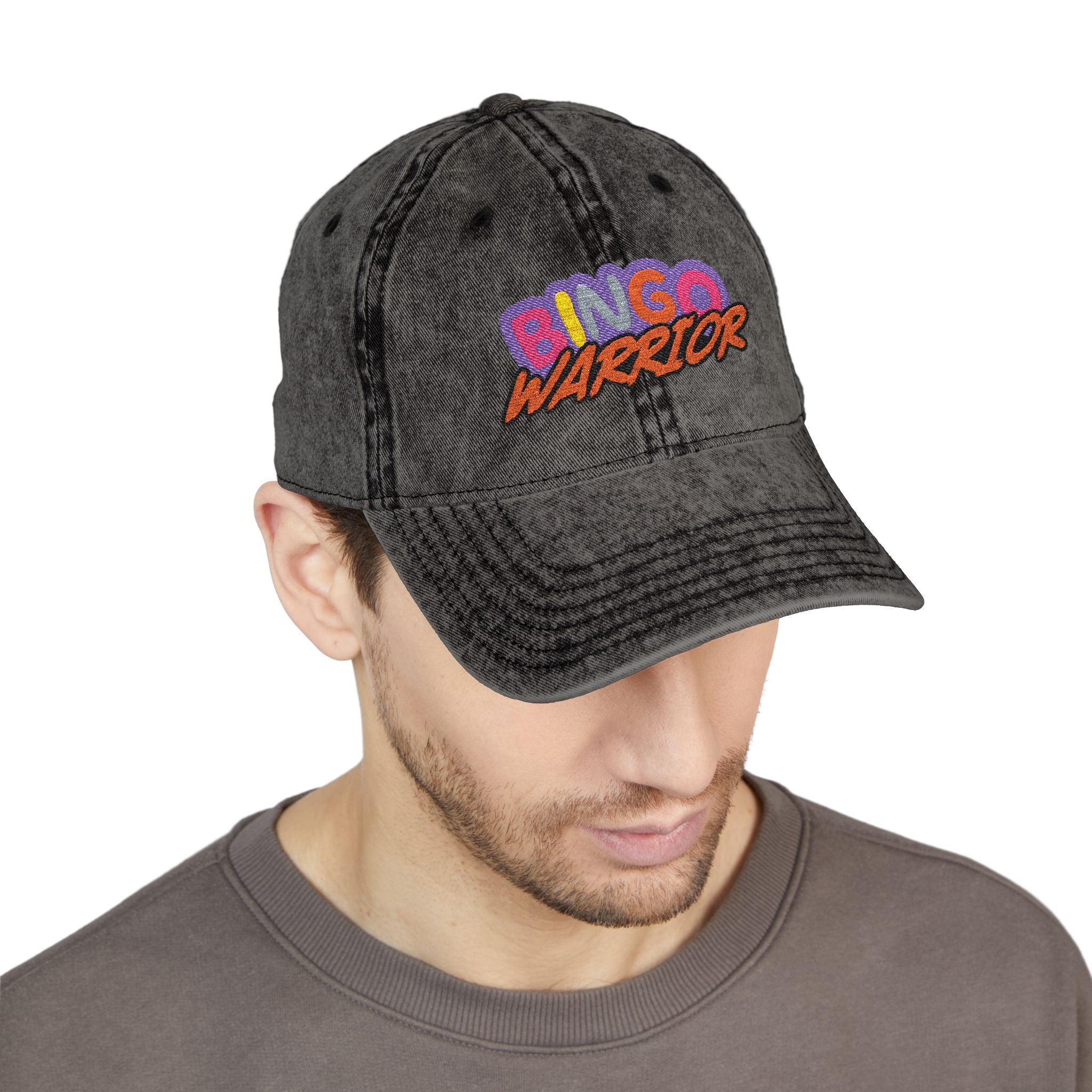 BINGO WARRIOR- Embroidered stonewashed vintage baseball cap