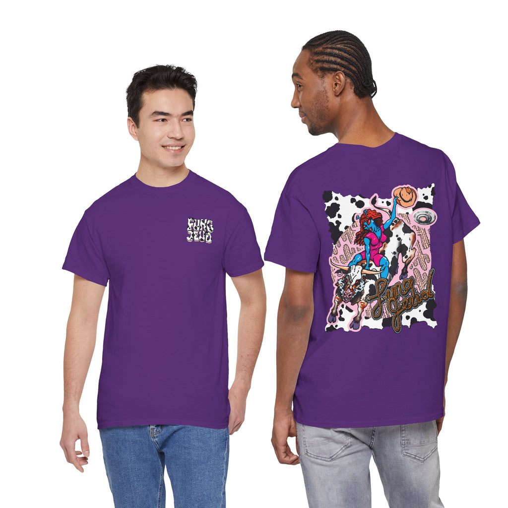 'Cryptid Cowgirl' (Alternate Pink)  Graphic Tee — Retro Rodeo Alien Shirt